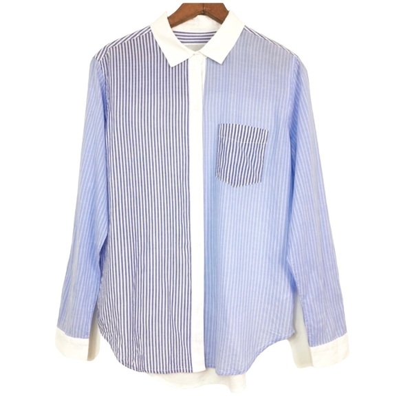 RAILS Stripe Regular Fit Casual Bottom Down Shirt in  Blue with White Size S - Picture 2 of 5